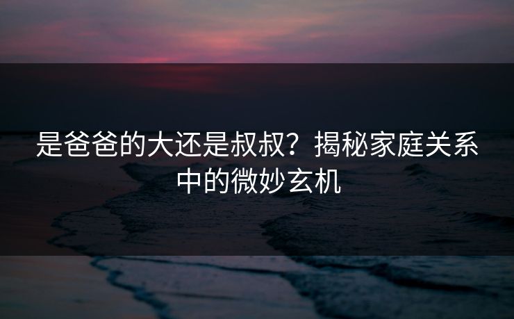 是爸爸的大还是叔叔？揭秘家庭关系中的微妙玄机