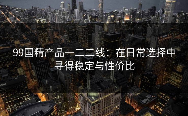 99国精产品一二二线：在日常选择中寻得稳定与性价比