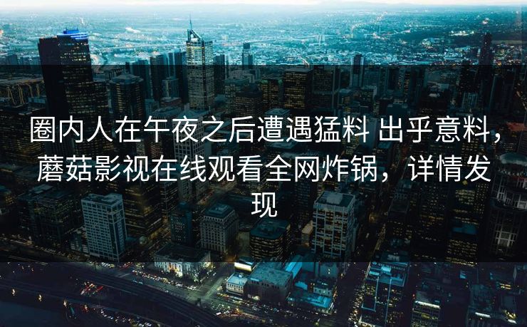圈内人在午夜之后遭遇猛料 出乎意料，蘑菇影视在线观看全网炸锅，详情发现